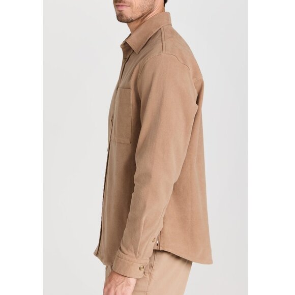 Hugo Boss Men's BOSS Owen Patch Pocket Button Front Overshirt Relaxed Fit Beige - Picture 3 of 6